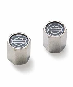 Harley Davidson Ventilkappen Bar & Shield Outline Chrom, Schwarz & Weiss