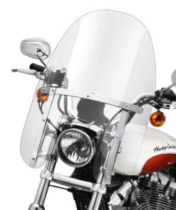 Harley Davidson Abnehmbare Kompakt-Windschutzscheibe 18" Klar & Polierte Streben